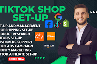 setup tiktok shop, facebook shop, instagram shop ,shopify marketing
