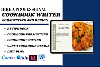 write format design canva cookbook food recipe book editable canva meal plan