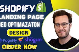 design shopify ecommerce website, landing page with pagefly, gempage, shogun