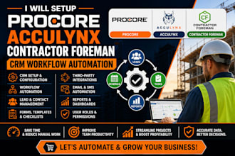 set up procore acculynx contractor foreman CRM workflow automation