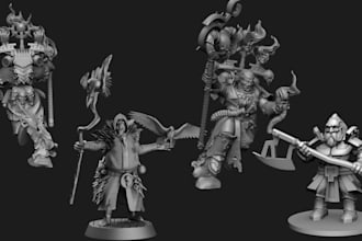 sculpt custom warhammer 40k, dnd, rpg, tabletop, 3d print miniatures, kitbashing