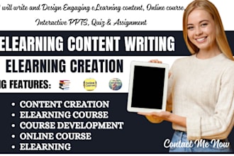 write content for elearning course, elearning writing ,youtube script writing