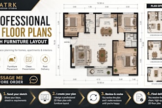 design professional 2d interior floor plans with furniture layout