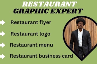 design restaurant food menu, brochure, flyer, logo, business cards, banner ads
