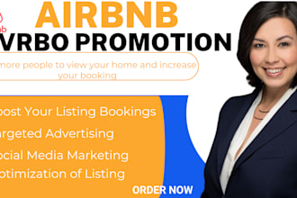 promote your airbnb marketing, airbnb promotion and vrbo listing  boost booking