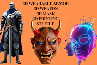 create 3d cosplay 3d wearable helmet 3d mask 3d wearable armor for 3d printing