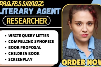 find active literary agents, write query letter, synopsis, book proposal for you