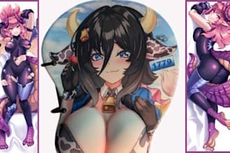 draw dakimakura oc fan art anime style 2d vtuber cover pillow nsfw body pillow
