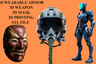 design 3d mask 3d wearable armor 3d cosplay 3d wearable helmet for 3d printing