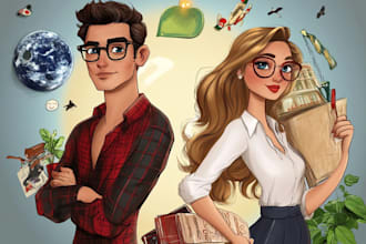 draw fantastic semi realistic cartoon portrait