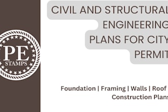 structural engineer plans, design for foundations, walls, beam, city permit