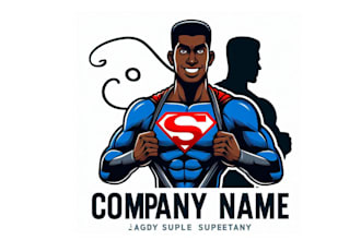 do make male superhero silhouettes mascot logo design with unlimited review