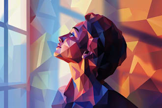 do professional geometric low poly illustration