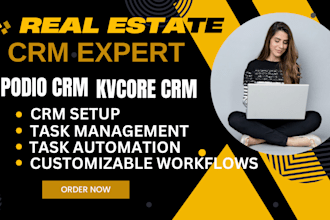setup and manage real estate CRM, podio, kvcore, lofty crm, chime follow up boss
