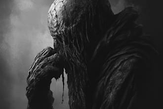 make black and white dark horror fantasy art
