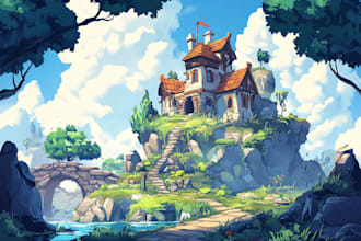 design 2d game concept art background and environment