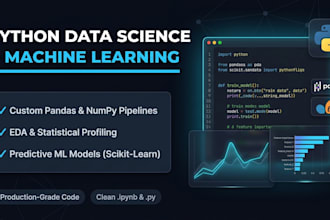 build python data science scripts, machine learning models and eda