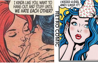 design retro vintage illustration retro comic book pop art, retro vintage poster