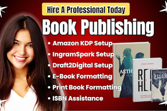 format and publish your ebook for amazon KDP, ingramspark,lulu and draft2digital