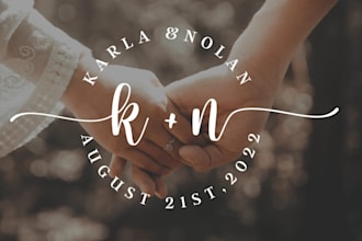 design wedding logo, wedding monogram and initials with in 10 hours