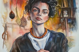 paint a portrait in traditional watercolor technique