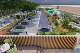 change 3d landscape design,fence backyard, landmark,garden patio,exterior render