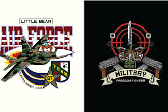 create hand drawn t shirt army military logo