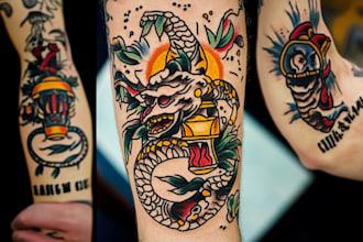 create awesome old school tattoo style design