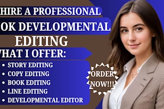 do book and ebook developmental editing line and copy editng for your manuscript
