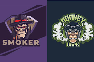 design mascot gorilla hookah logo