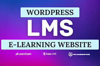 develop elearning wordpress lms website, membership website
