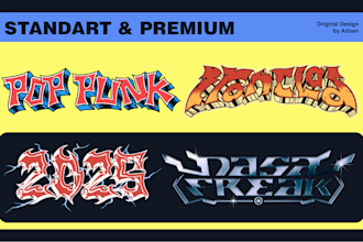 create y2k logo design, brutal typography and graffiti font for you