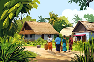 draw a flat vector landscape illustration