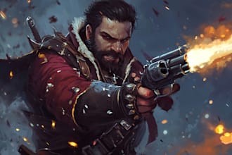 draw pro illustrations, character card game,game art