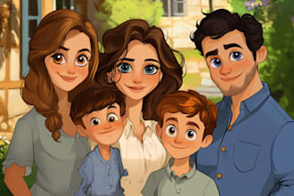 design a professional disney family portraits for you