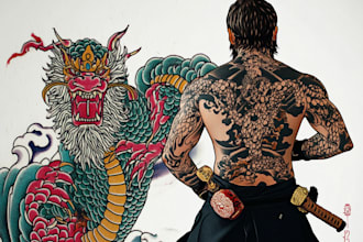 create awesome japanese traditional tattoo style design