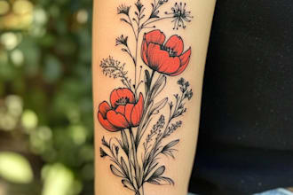 create any design in old school tattoo style