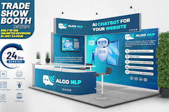 design professional trade show booth and event backdrop or roll up banner