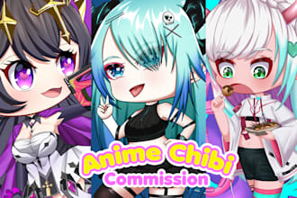 draw cute anime chibi character art illustration for vtuber, fanart, pfp, oc