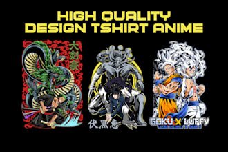 draw anime cartoon t shirt design streetwear for your clothing brand