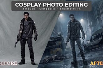 edit cosplay photos with cinematic retouching and effects