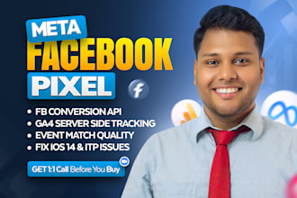 setup facebook pixel meta conversion api and ga4 server side tracking GTM ga4