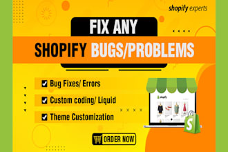 do custom shopify coding and fix any shopify bug