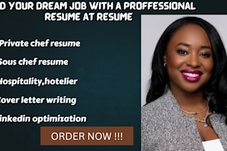 write hospitality, tourism, restaurant, chef, bartender, server, culinary resume