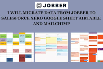migrate data from jobber to salesforce xero google sheet airtable and mailchimp