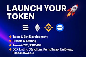 build your solana or ethereum token crypto dex with presale and staking dapp