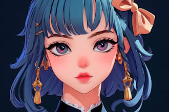 design vtuber model character in live2d with anime style