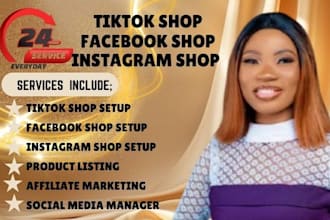 setup tiktok shop facebook shop instagram shop and affiliate marketing