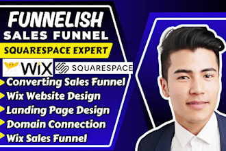 wix sales funnel, squarespace landing page, funnelish sales funnel, wix website