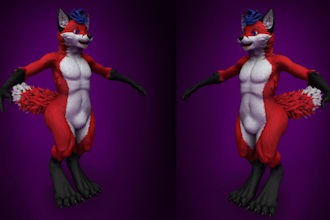 create 3d vrchat avatar, fursona and custom furry avatar, vtuber reference sheet